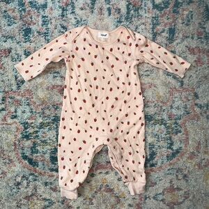 Oeuf Pink with Red Raspberries Footies One Piece
